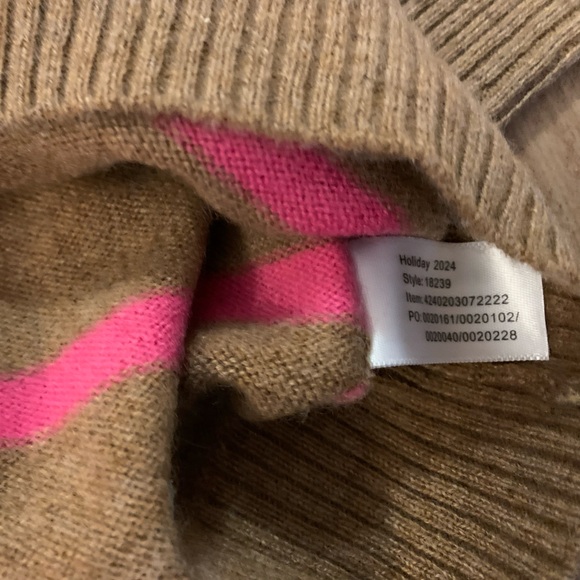 Marine Layer NEW NWT Women’s M Harper Camel / Pink Striped Cashmere Sweater - Picture 9 of 12